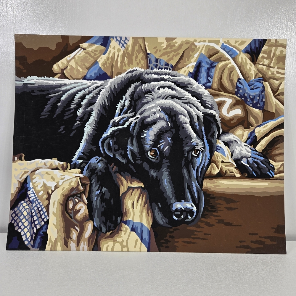 Guilty Pleasures Finished Acrylic Paint By Number Black‎ Labrador VTG 14x11 Pets